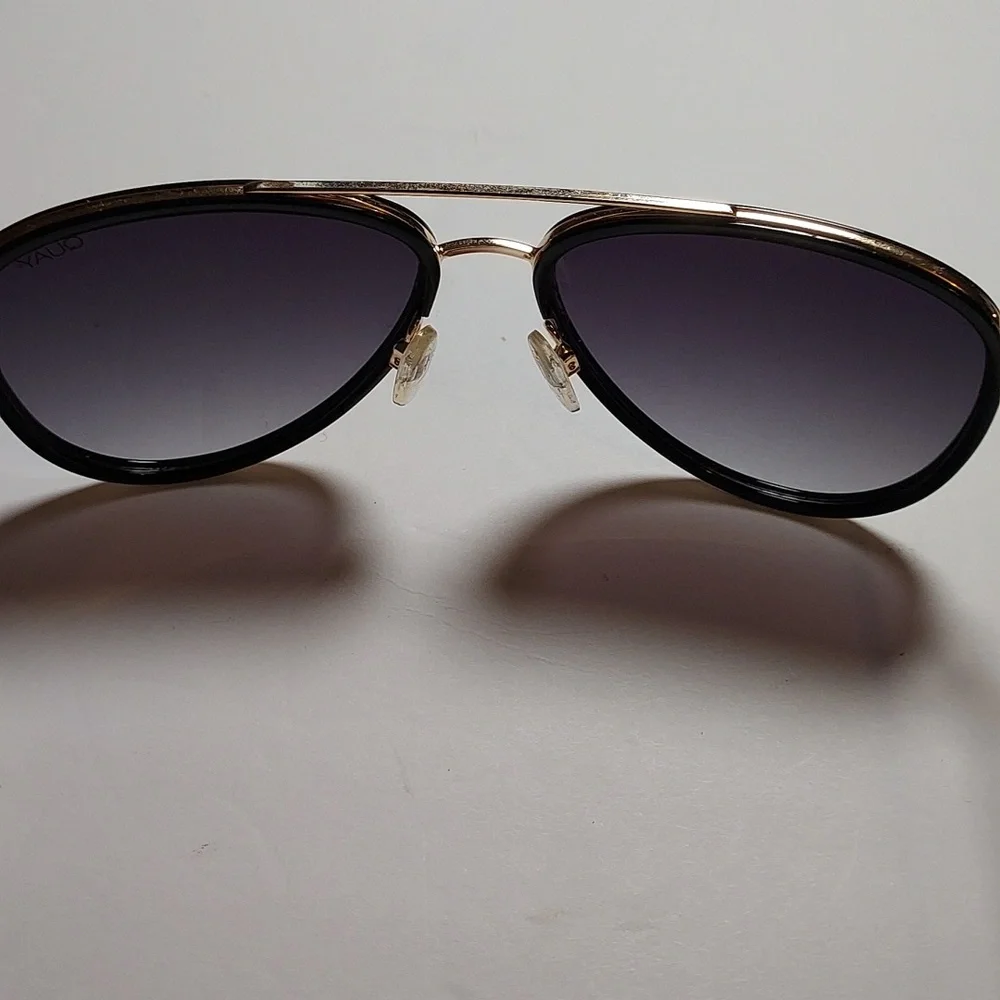 Quay Aviator Sunglasses Black And Gold All In